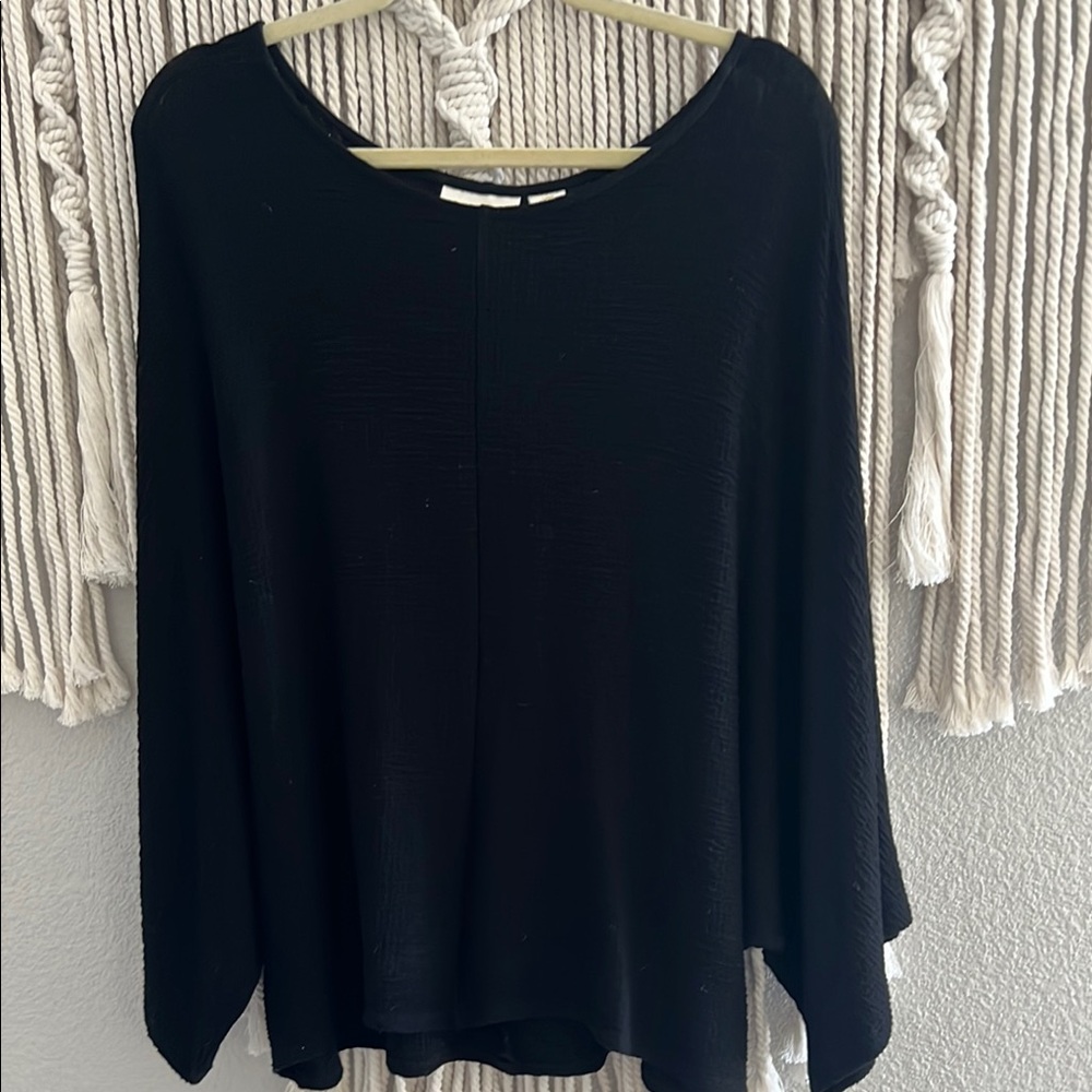 Anthropologie Maeve Elegant Black Blouse SZ LRG in Black